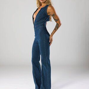 REVICE Blue Hollywood Heartthrob Denim Jumpsuit - Size L